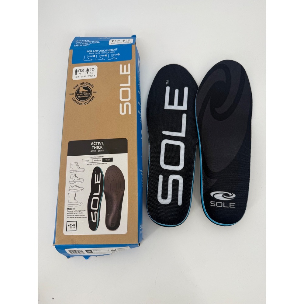 SOLE Active Thick Custom Footbed Insoles Men 8 Women 10 Moldable Any Ach